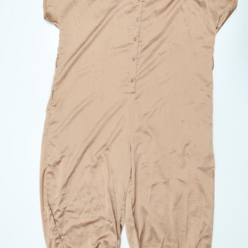 AX Paris Womens Gold Polyester Jumpsuit One-Piece Size 10 L21 in Button