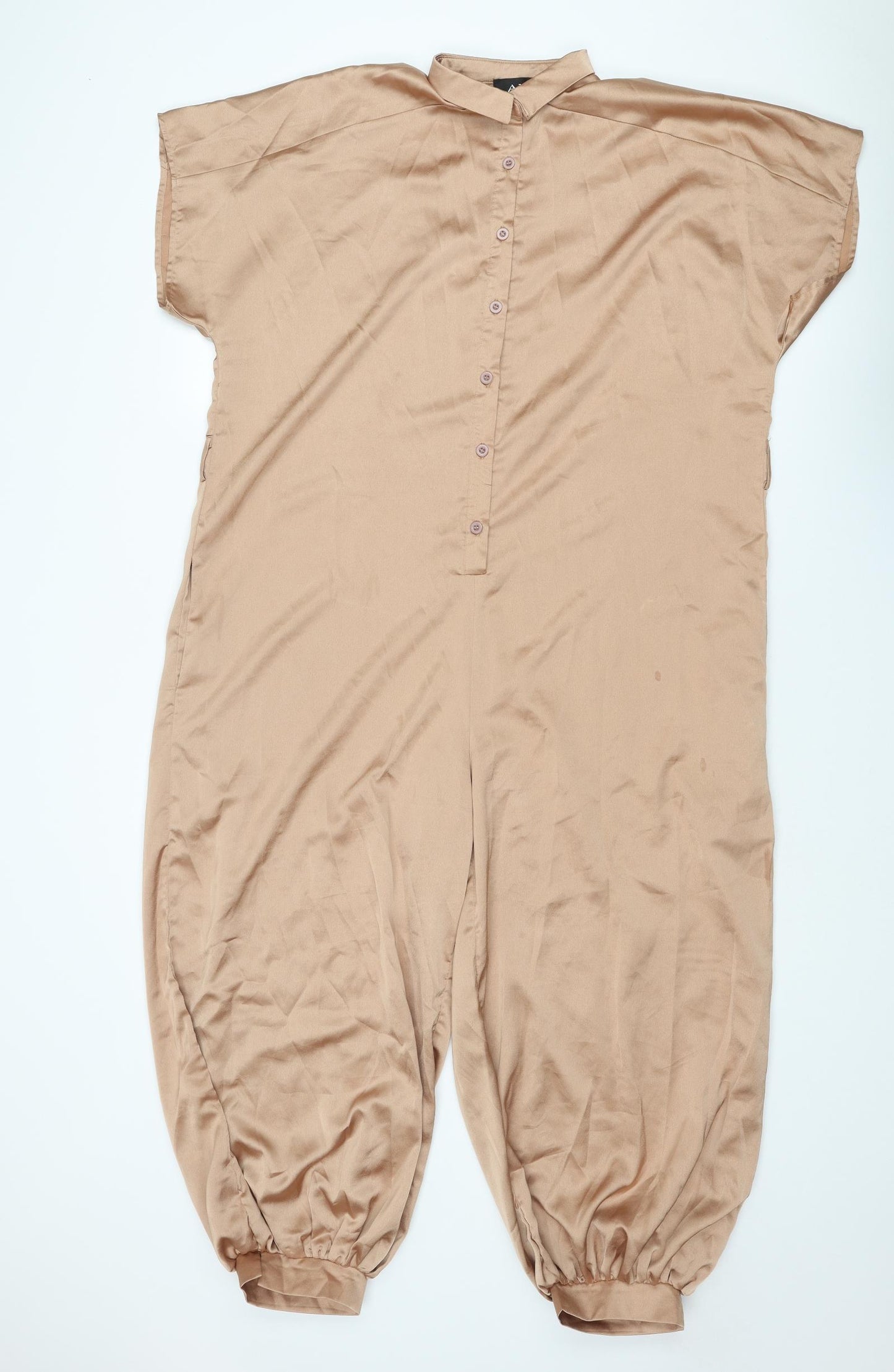 AX Paris Womens Gold Polyester Jumpsuit One-Piece Size 10 L21 in Button