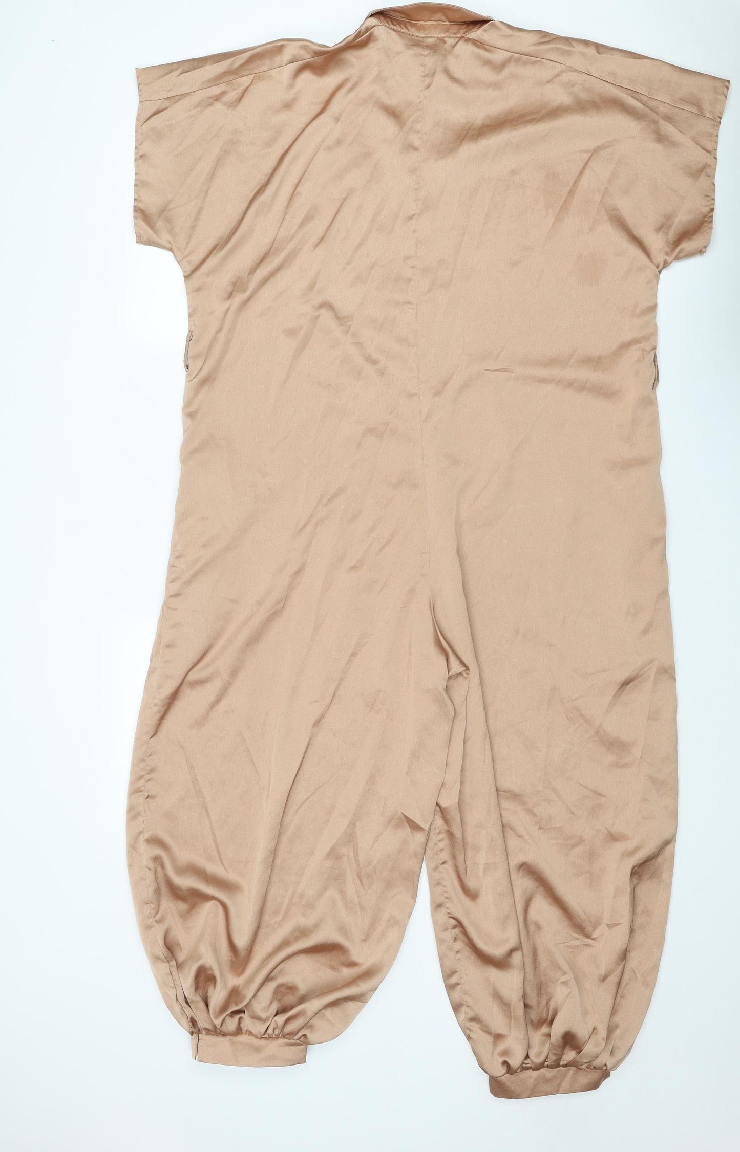AX Paris Womens Gold Polyester Jumpsuit One-Piece Size 10 L21 in Button