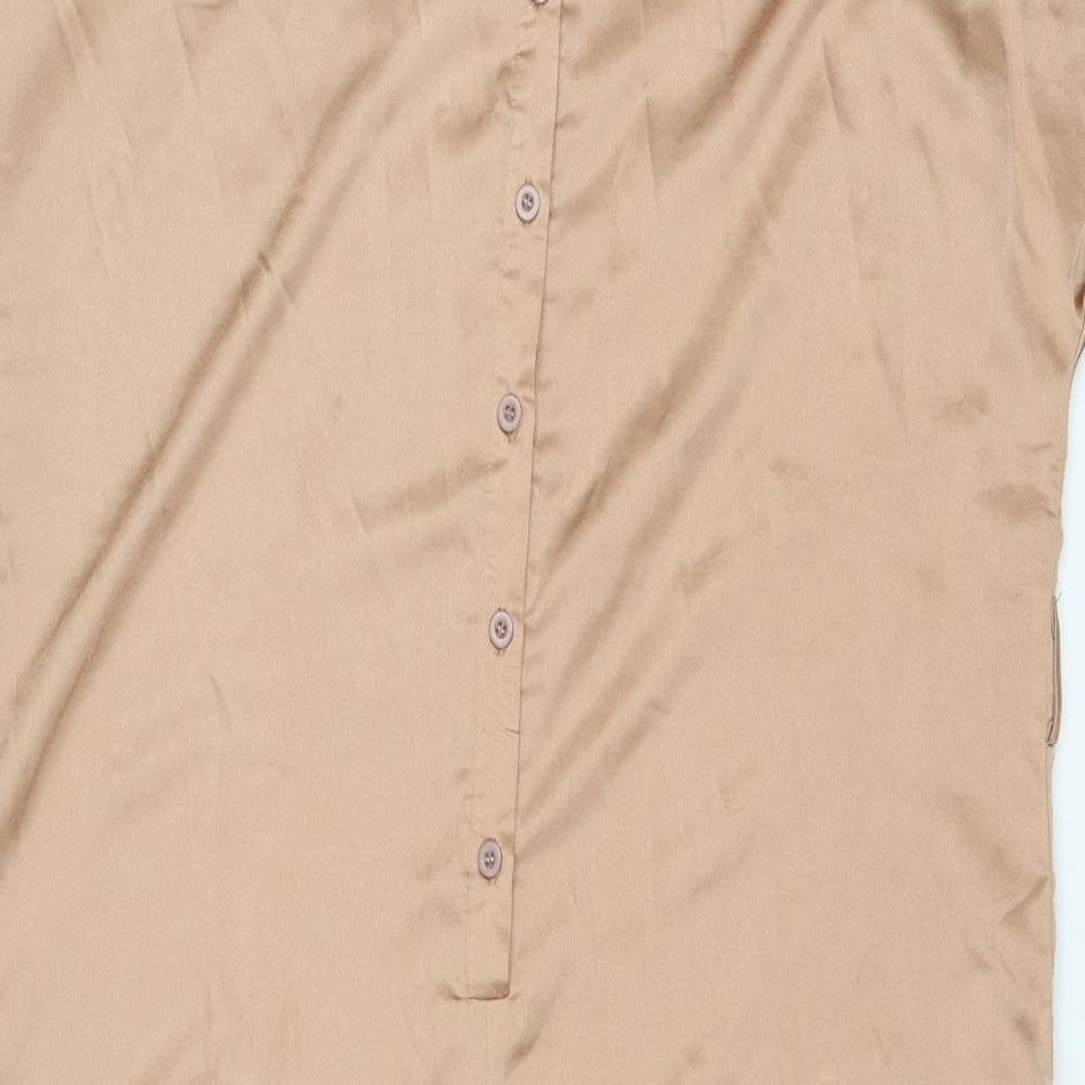 AX Paris Womens Gold Polyester Jumpsuit One-Piece Size 10 L21 in Button