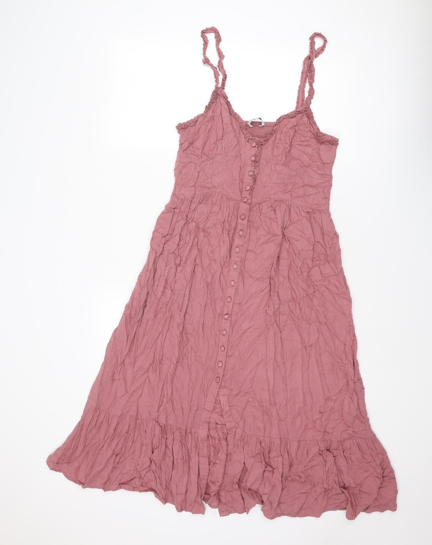 Patrons of Peace Womens Purple Viscose Slip Dress Size M V-Neck Button