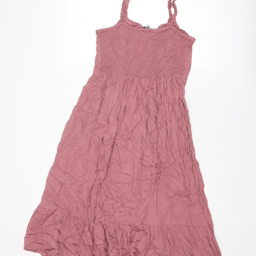 Patrons of Peace Womens Purple Viscose Slip Dress Size M V-Neck Button