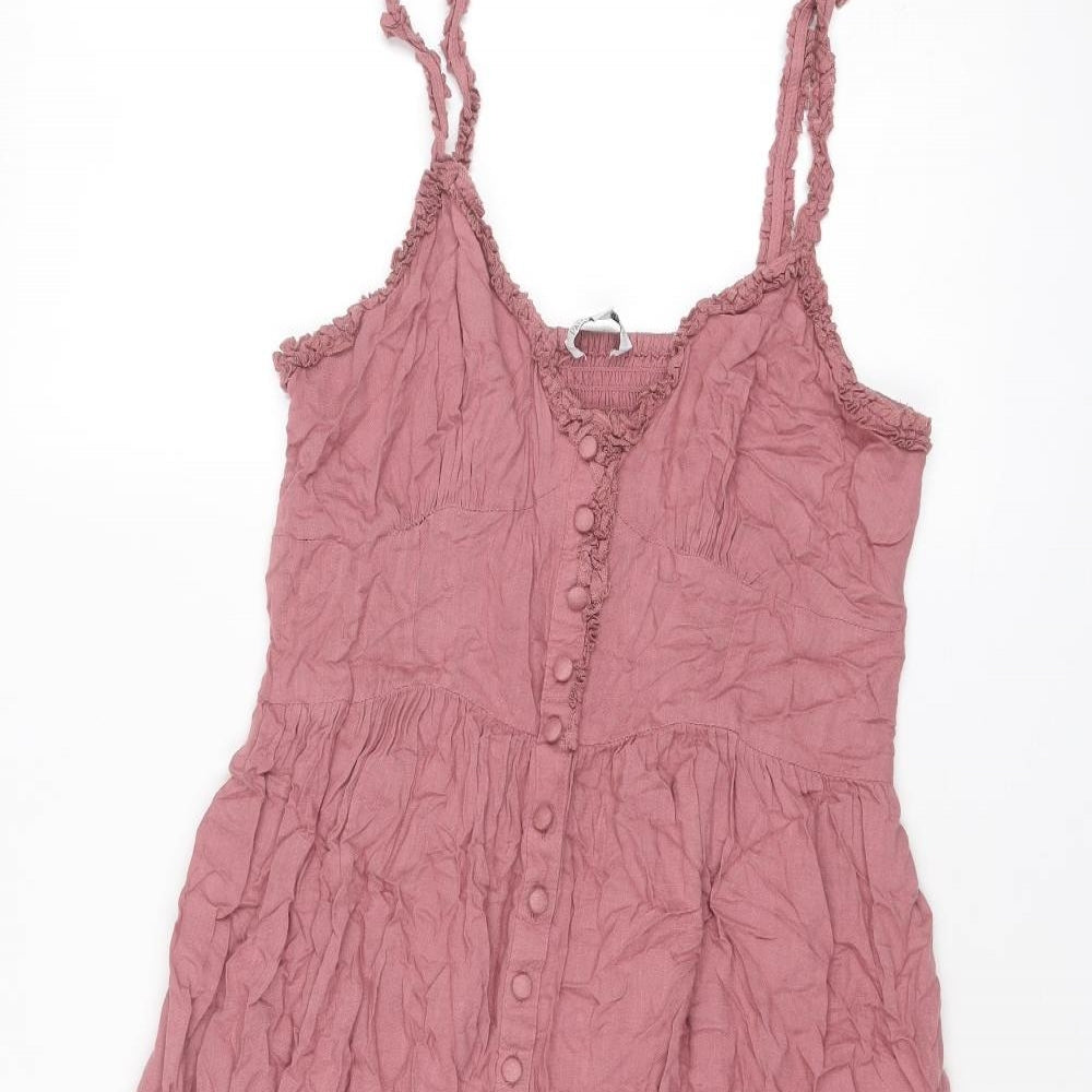 Patrons of Peace Womens Purple Viscose Slip Dress Size M V-Neck Button