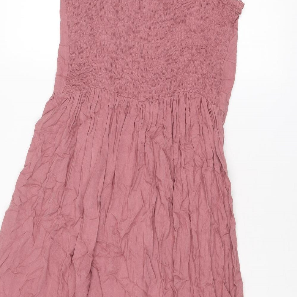 Patrons of Peace Womens Purple Viscose Slip Dress Size M V-Neck Button