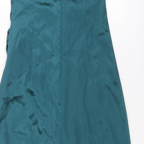 Zara Womens Blue Polyester Slip Dress Size XS Square Neck Zip