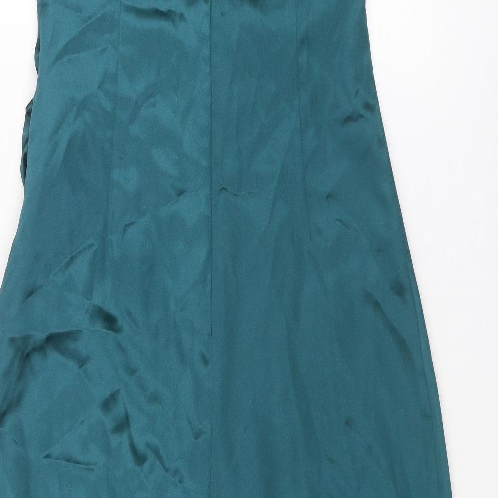 Zara Womens Blue Polyester Slip Dress Size XS Square Neck Zip