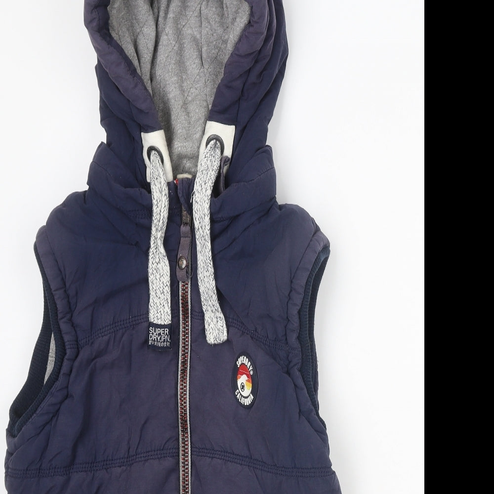 Superdry Mens Blue Gilet Jacket Size M Zip