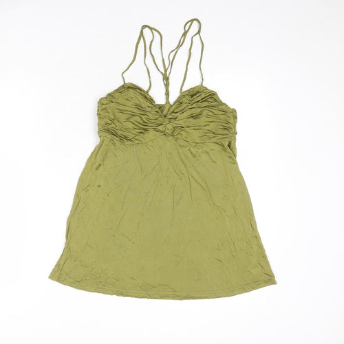 H&M Womens Green Viscose Basic Tank Size 12 Sweetheart
