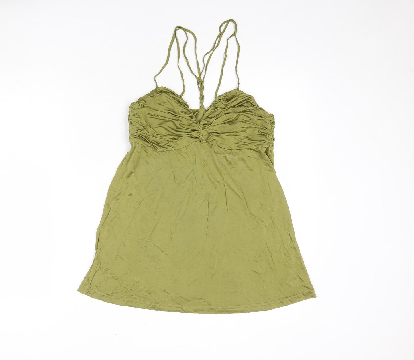 H&M Womens Green Viscose Basic Tank Size 12 Sweetheart