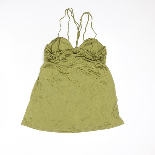 H&M Womens Green Viscose Basic Tank Size 12 Sweetheart