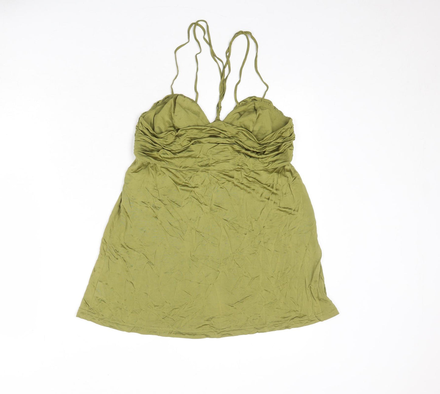 H&M Womens Green Viscose Basic Tank Size 12 Sweetheart