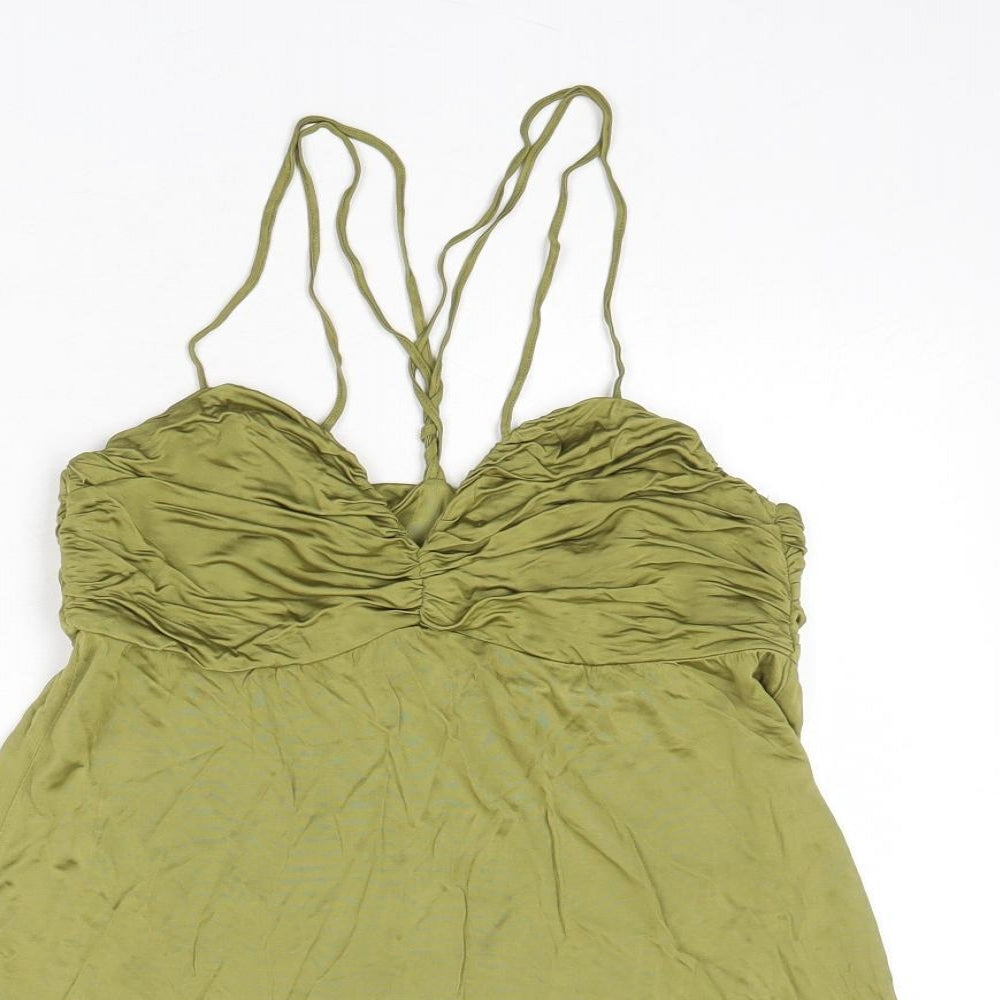 H&M Womens Green Viscose Basic Tank Size 12 Sweetheart