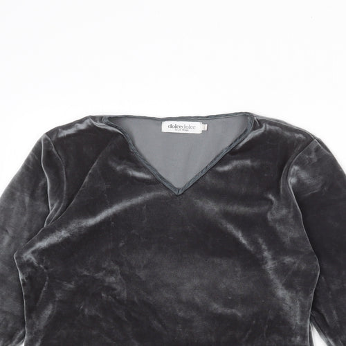 Dolcedolce Womens Grey Polyester Basic Blouse Size S V-Neck