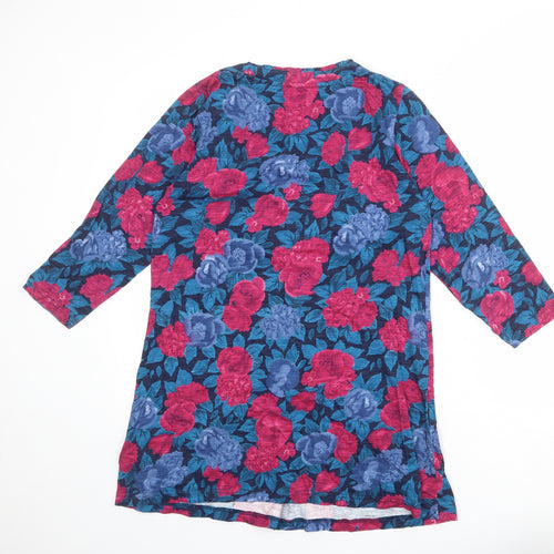 EWM Womens Multicoloured Floral 100% Cotton Tunic Blouse Size S Scoop Neck