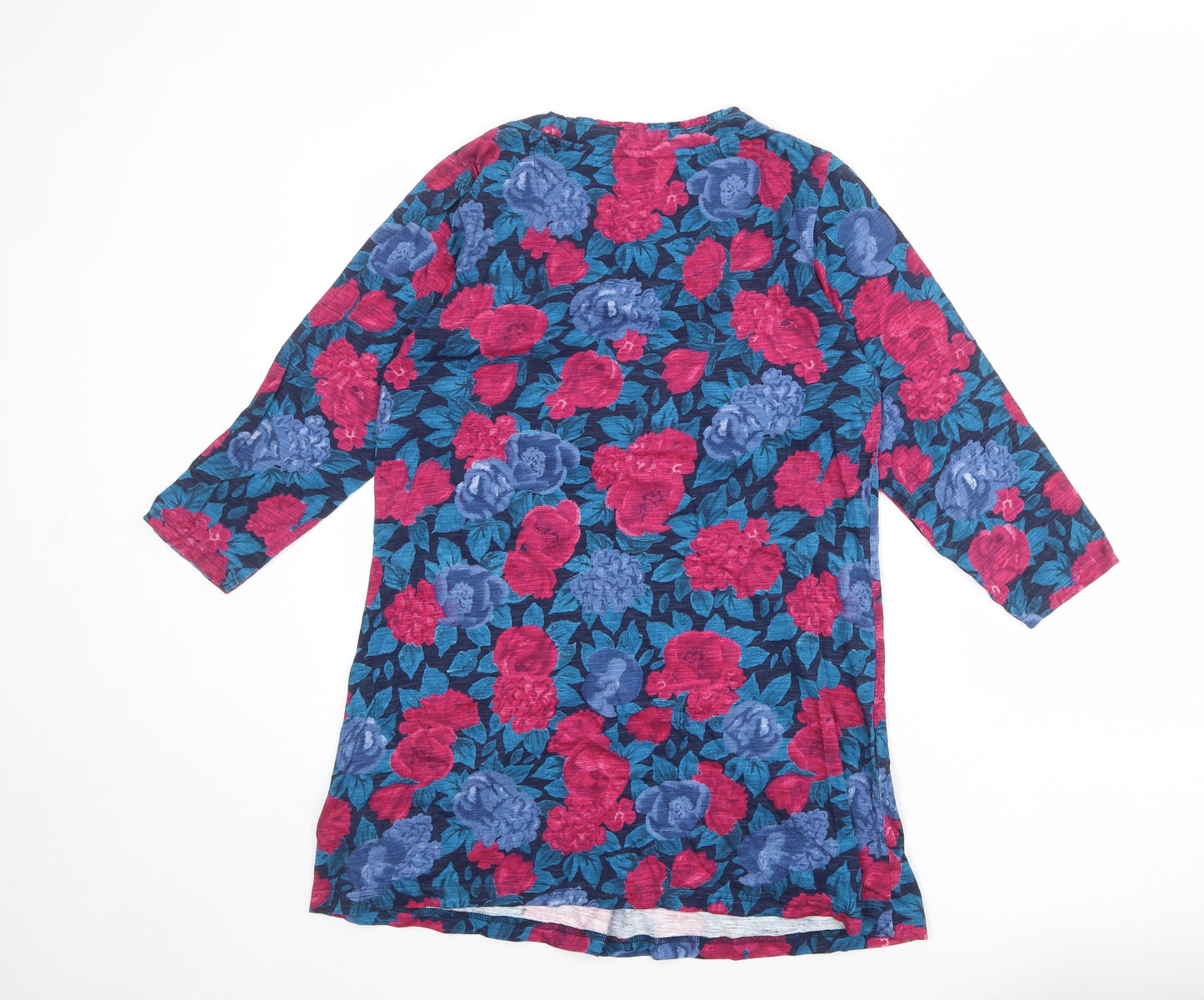 EWM Womens Multicoloured Floral 100% Cotton Tunic Blouse Size S Scoop Neck