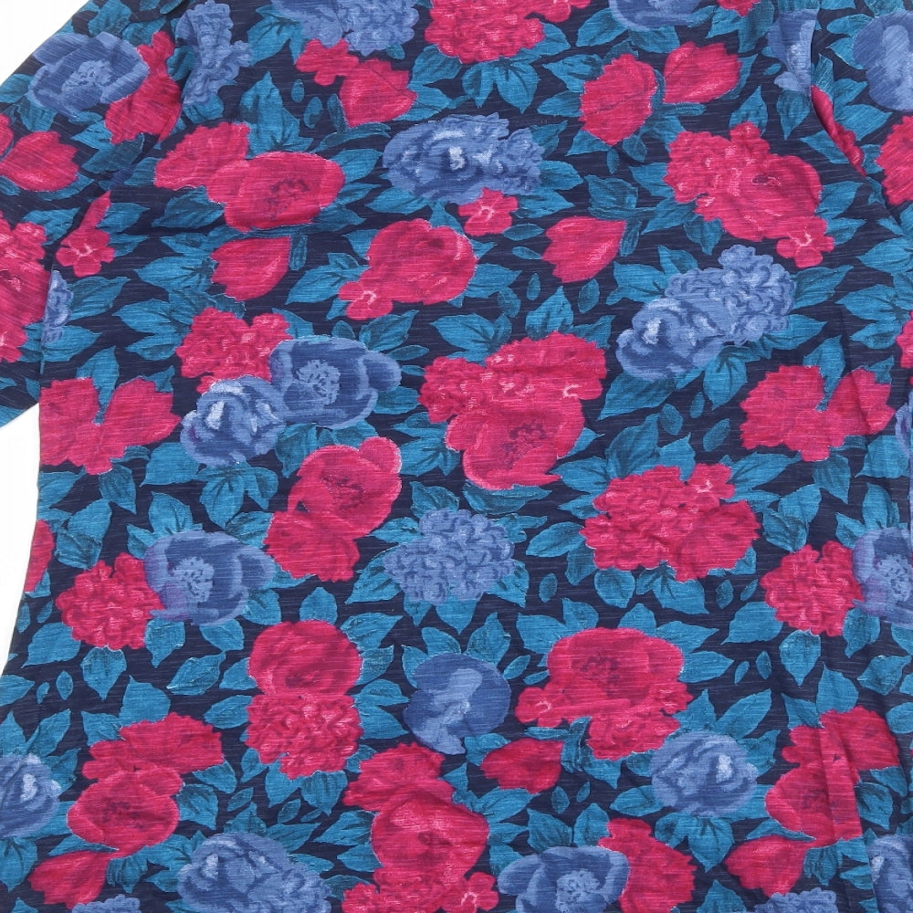 EWM Womens Multicoloured Floral 100% Cotton Tunic Blouse Size S Scoop Neck