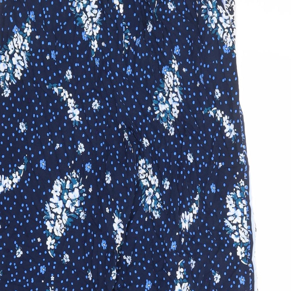 Monsoon Womens Blue Paisley Viscose Trousers Size M L21 in Regular