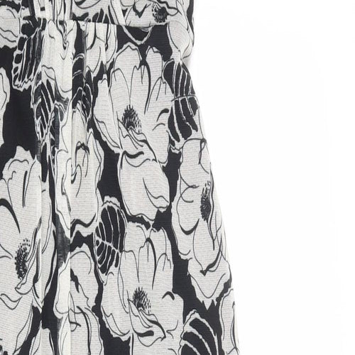 M&Co Womens Black Floral Polyester Tank Dress Size 12 V-Neck Pullover