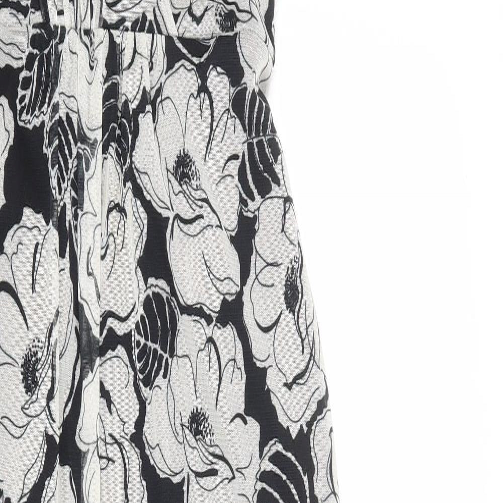 M&Co Womens Black Floral Polyester Tank Dress Size 12 V-Neck Pullover