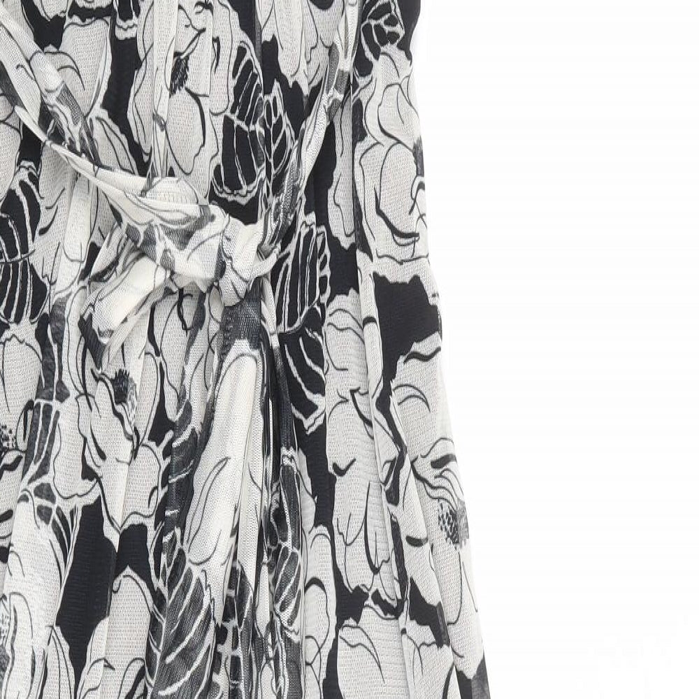 M&Co Womens Black Floral Polyester Tank Dress Size 12 V-Neck Pullover
