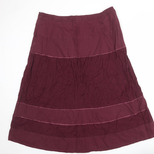 Cotton Traders Womens Purple Cotton A-Line Skirt Size 22 Zip - Colourblock