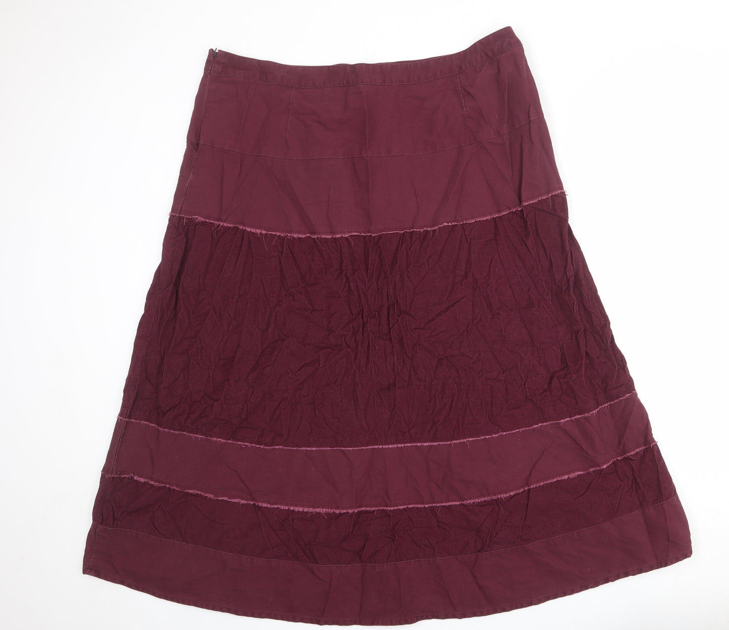 Cotton Traders Womens Purple Cotton A-Line Skirt Size 22 Zip - Colourblock