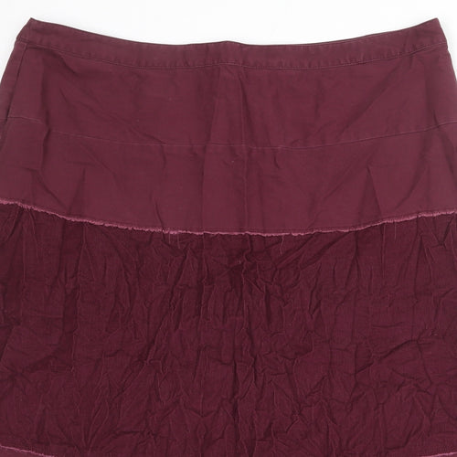 Cotton Traders Womens Purple Cotton A-Line Skirt Size 22 Zip - Colourblock
