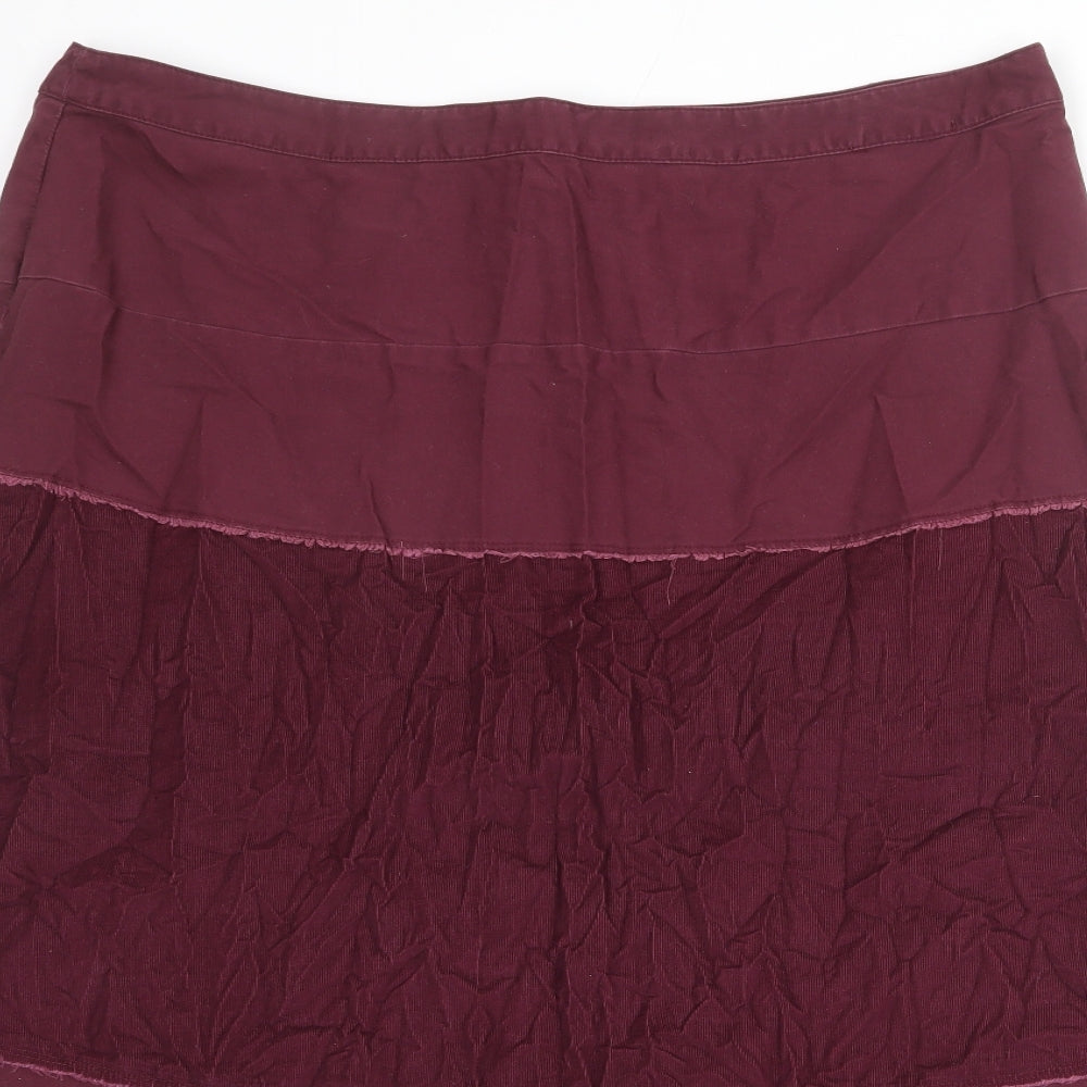 Cotton Traders Womens Purple Cotton A-Line Skirt Size 22 Zip - Colourblock