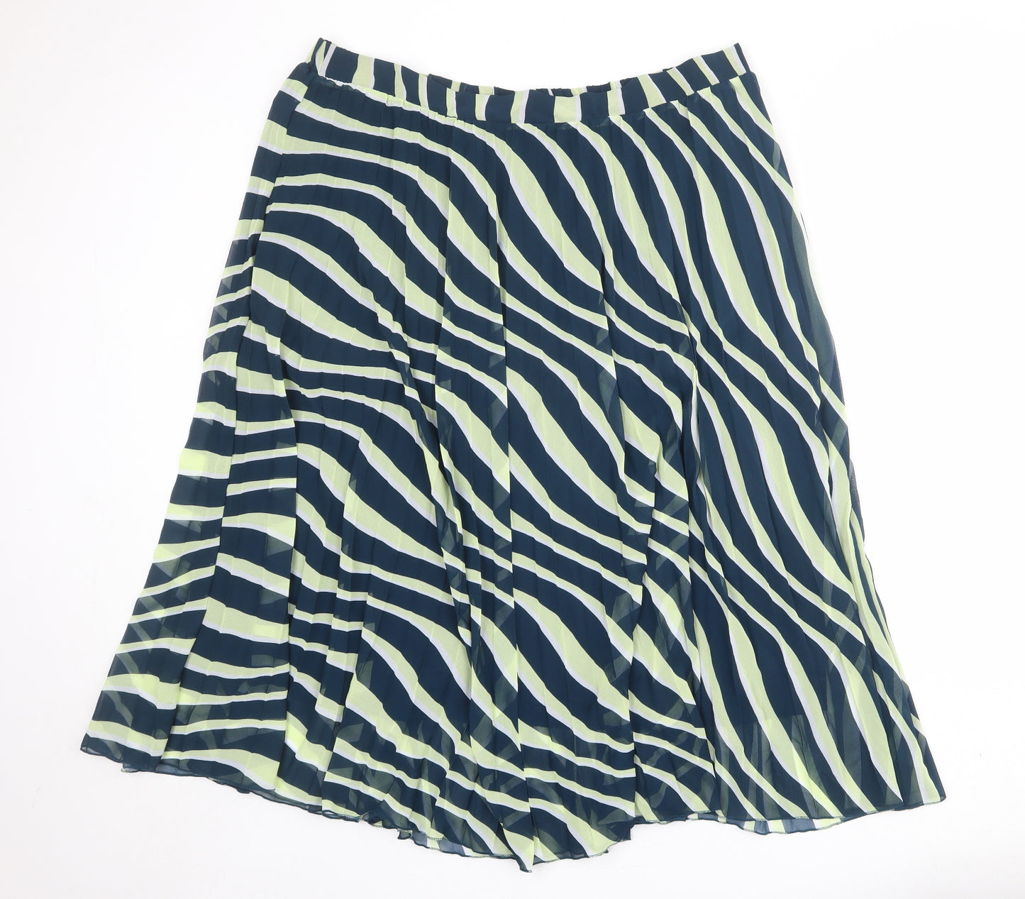 Marks and Spencer Womens Multicoloured Animal Print Polyester Pleated Skirt Size 22 - Tiger pattern