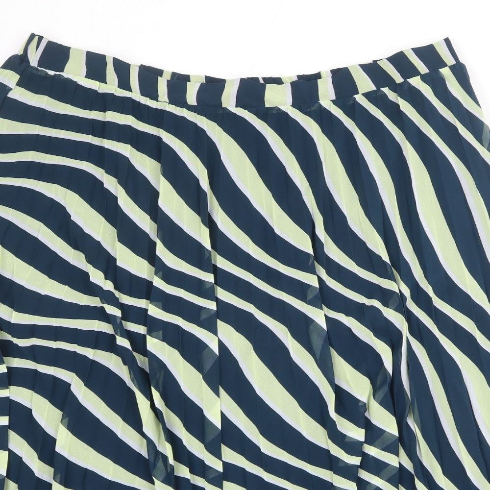 Marks and Spencer Womens Multicoloured Animal Print Polyester Pleated Skirt Size 22 - Tiger pattern
