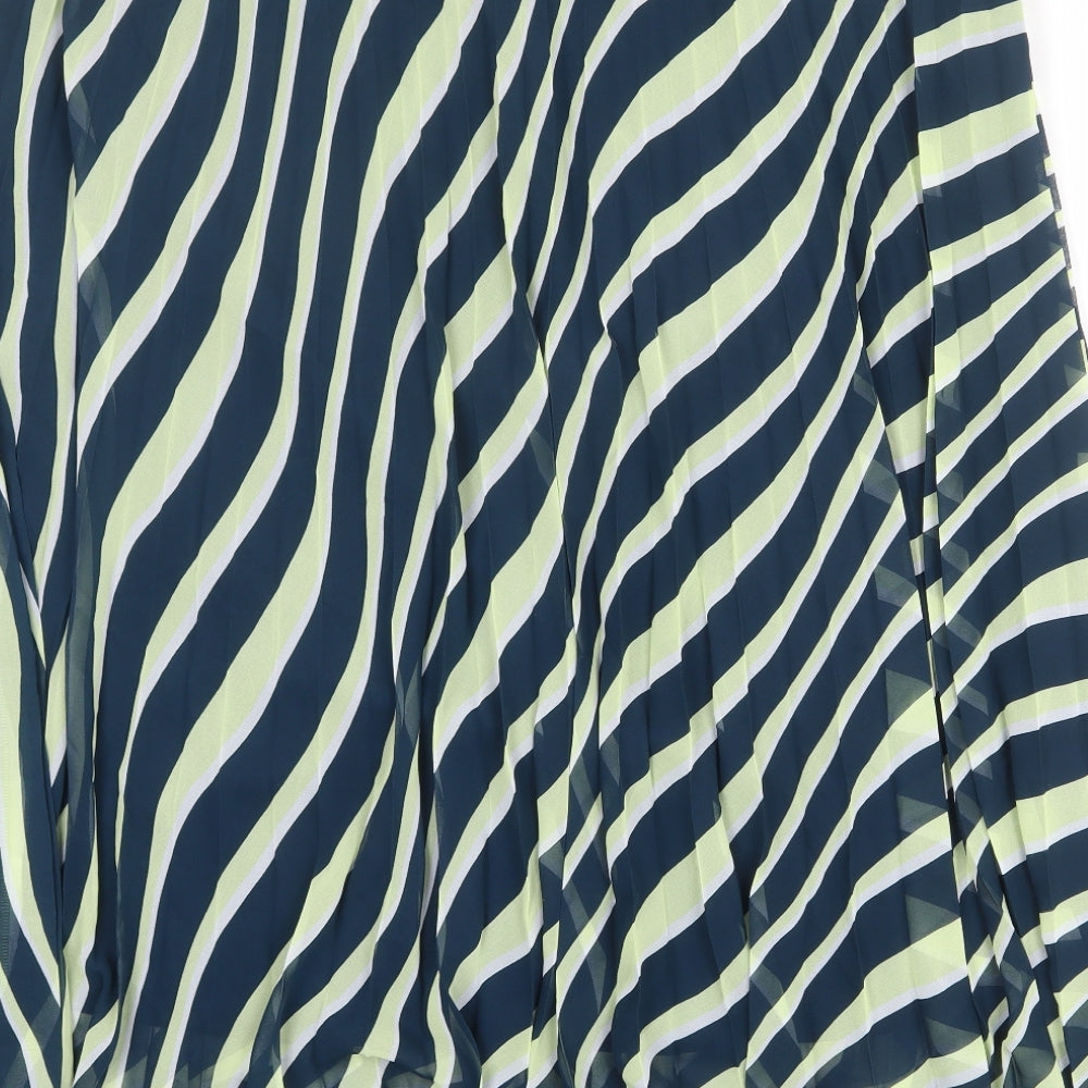 Marks and Spencer Womens Multicoloured Animal Print Polyester Pleated Skirt Size 22 - Tiger pattern