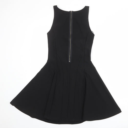 Be Beau Womens Black Polyester Skater Dress Size 8 Round Neck Zip