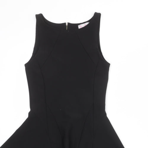 Be Beau Womens Black Polyester Skater Dress Size 8 Round Neck Zip
