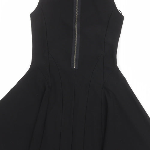 Be Beau Womens Black Polyester Skater Dress Size 8 Round Neck Zip