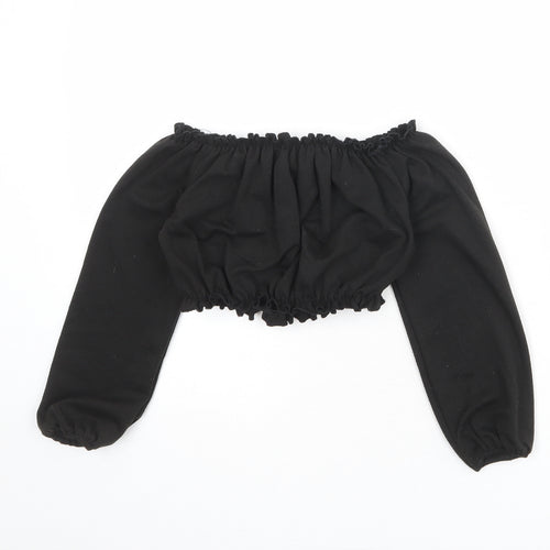 New Look Girls Black Polyester Cropped Tank Size 8 Years Off the Shoulder Pullover