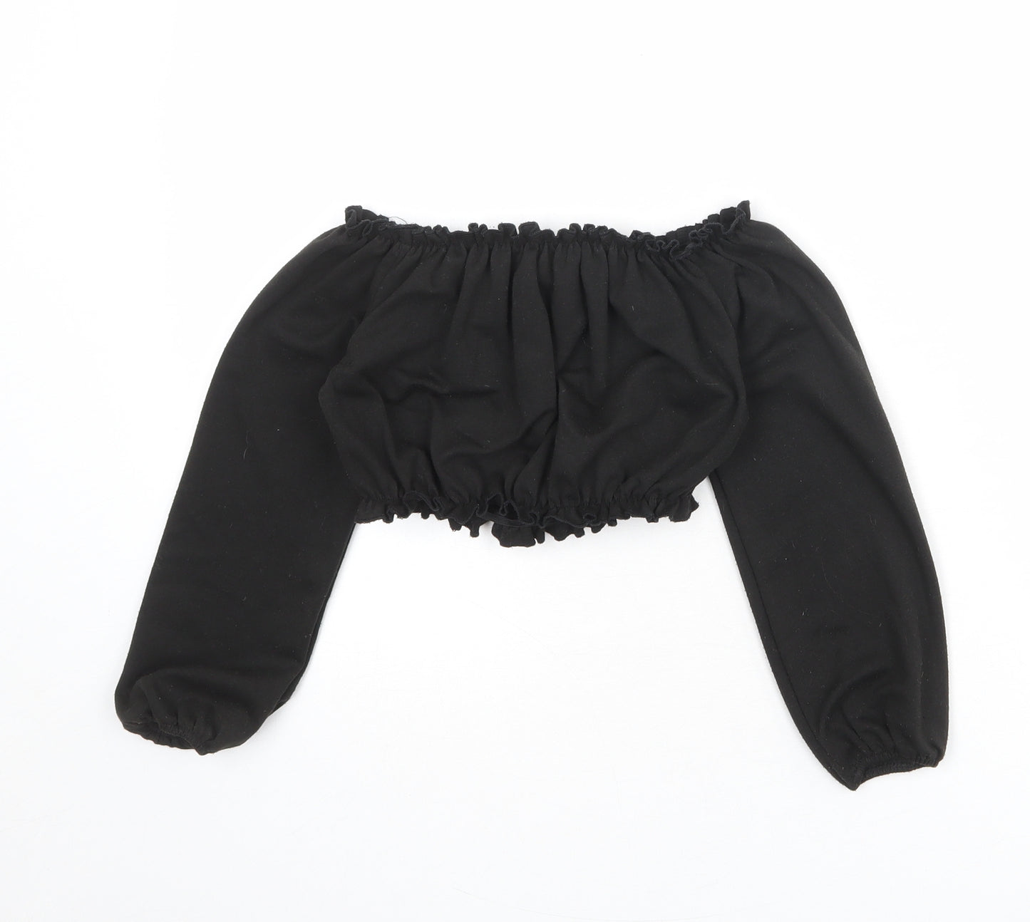 New Look Girls Black Polyester Cropped Tank Size 8 Years Off the Shoulder Pullover