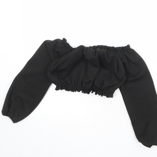 New Look Girls Black Polyester Cropped Tank Size 8 Years Off the Shoulder Pullover