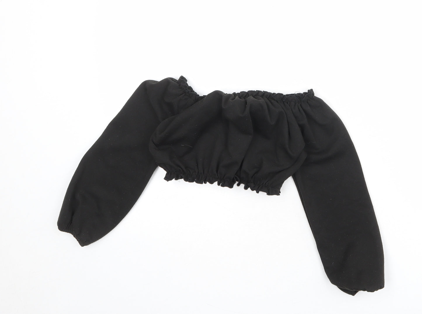New Look Girls Black Polyester Cropped Tank Size 8 Years Off the Shoulder Pullover