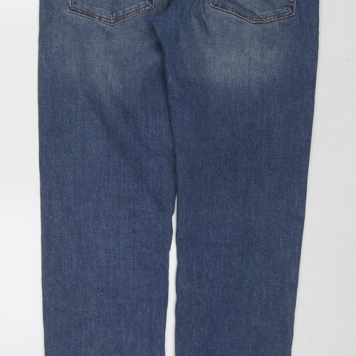 JACK & JONES Womens Blue Cotton Straight Jeans Size 32 in L34 in Regular Zip
