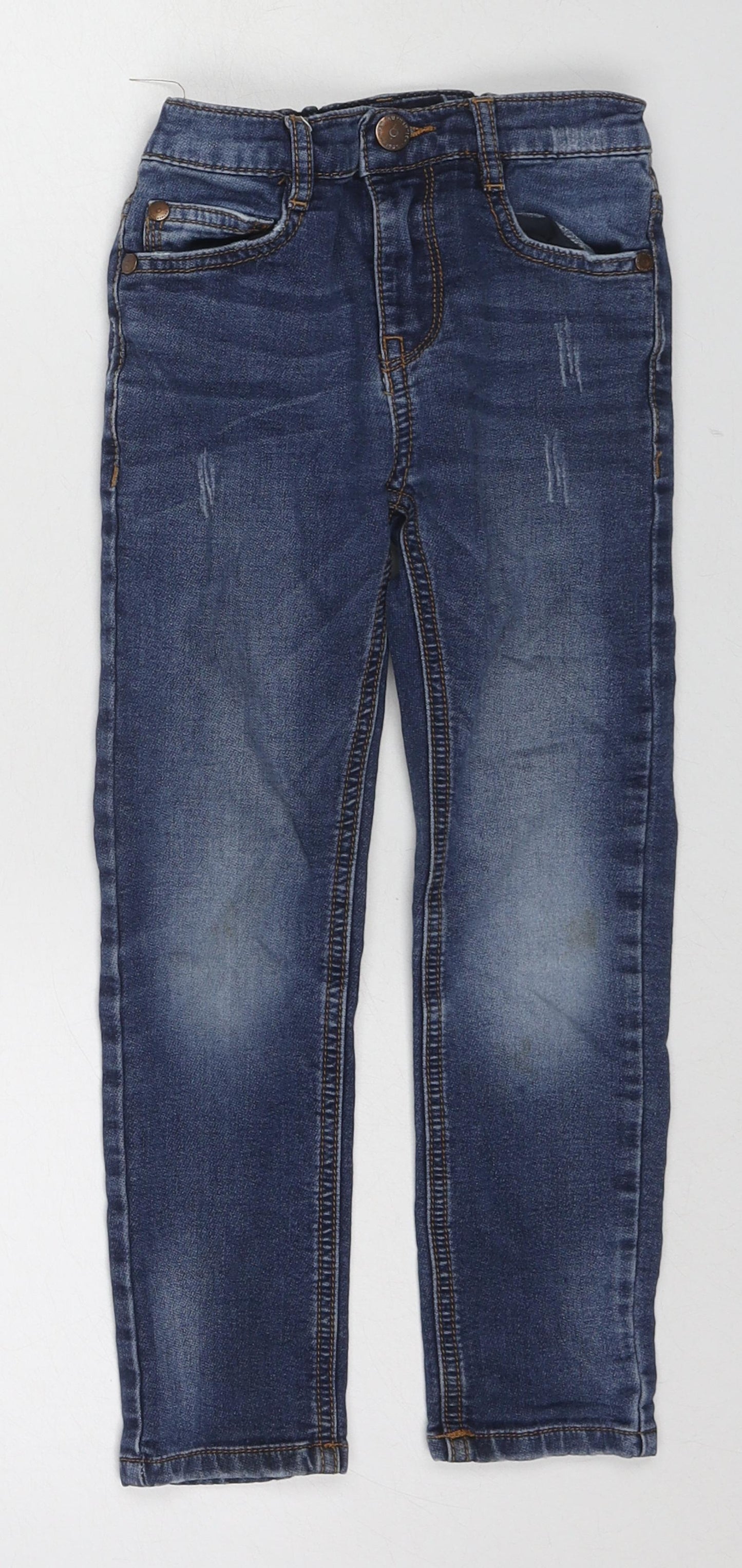 NEXT Boys Blue Cotton Straight Jeans Size 6 Years Regular Zip