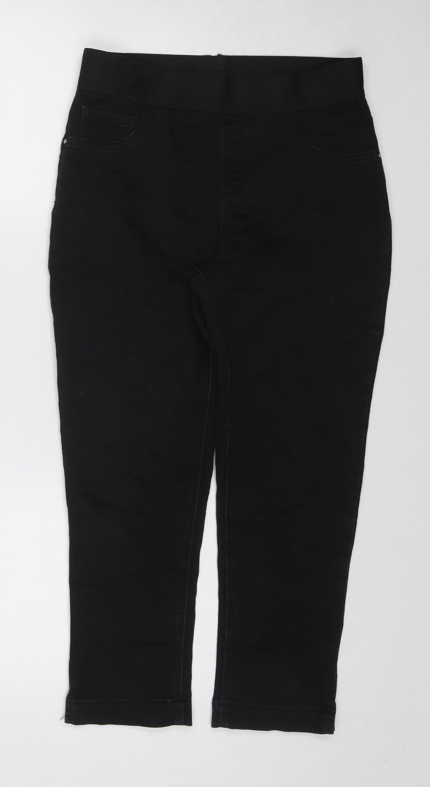 George Womens Black Cotton Straight Jeans Size 12 Regular