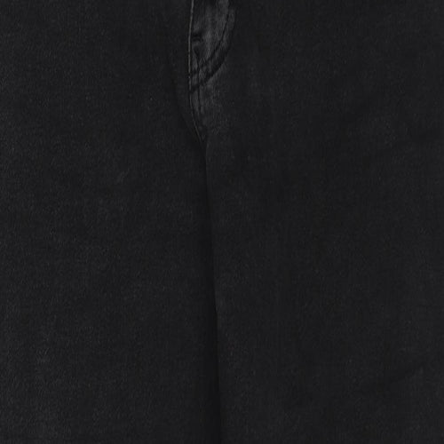 Pull&Bear Womens Black Cotton Tapered Jeans Size 14 Regular Zip - Raw Hem