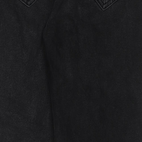 Pull&Bear Womens Black Cotton Tapered Jeans Size 14 Regular Zip - Raw Hem
