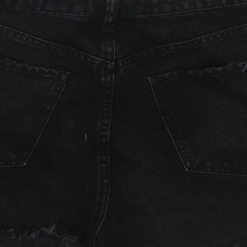 Zara Womens Black Cotton Cut-Off Shorts Size 12 Regular Zip