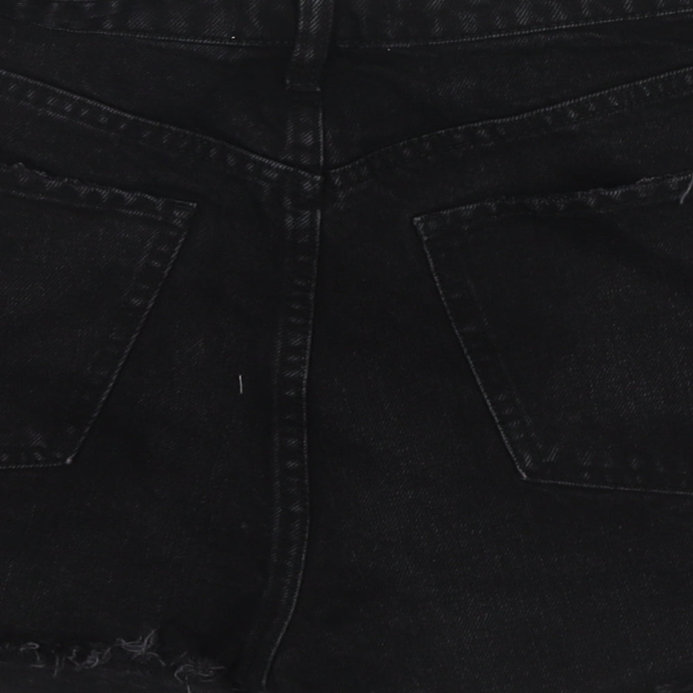 Zara Womens Black Cotton Cut-Off Shorts Size 12 Regular Zip