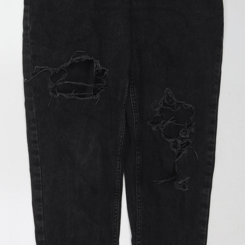 Denim & Co. Womens Black Cotton Straight Jeans Size 14 L27 in Regular Zip