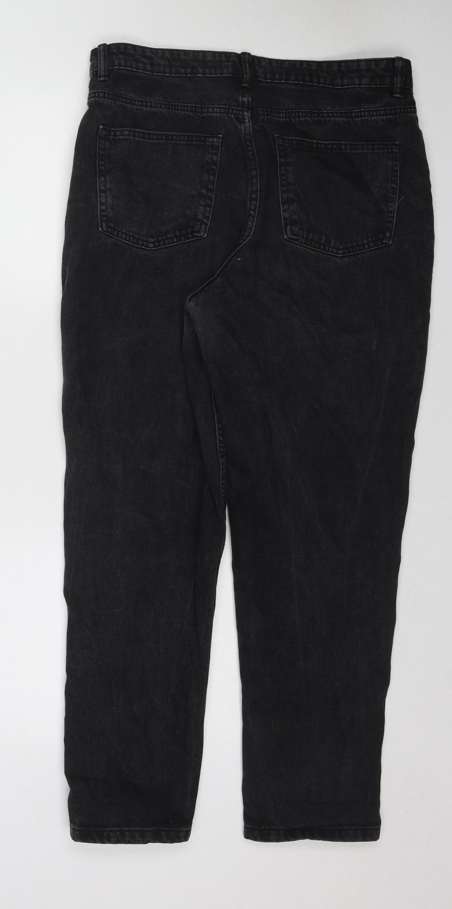 Denim & Co. Womens Black Cotton Straight Jeans Size 14 L27 in Regular Zip