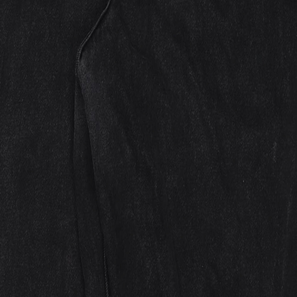 Denim & Co. Womens Black Cotton Straight Jeans Size 14 L27 in Regular Zip