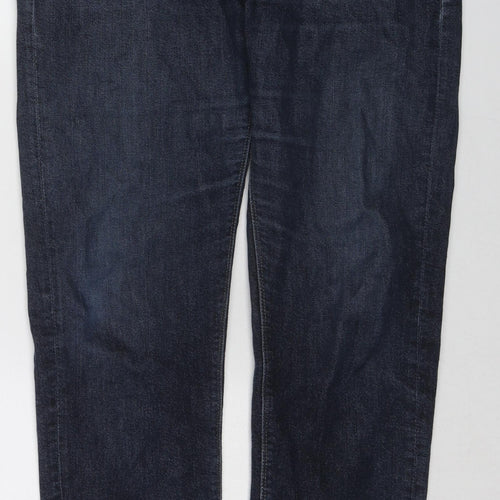 Massimo Dutti Womens Blue Cotton Straight Jeans Size 14 L29 in Regular Zip
