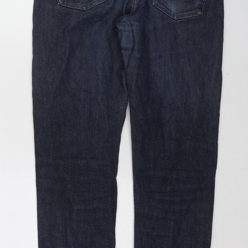 Massimo Dutti Womens Blue Cotton Straight Jeans Size 14 L29 in Regular Zip